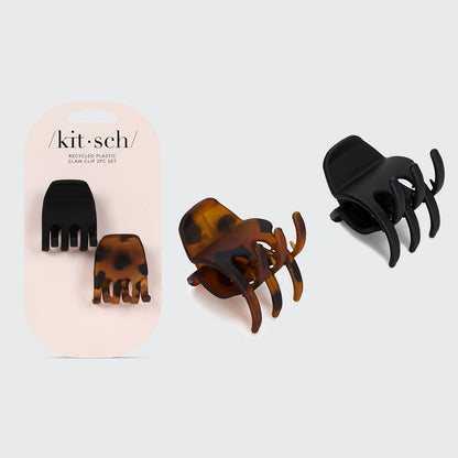Black & Tort Claw Clips 2pc Set - Medium