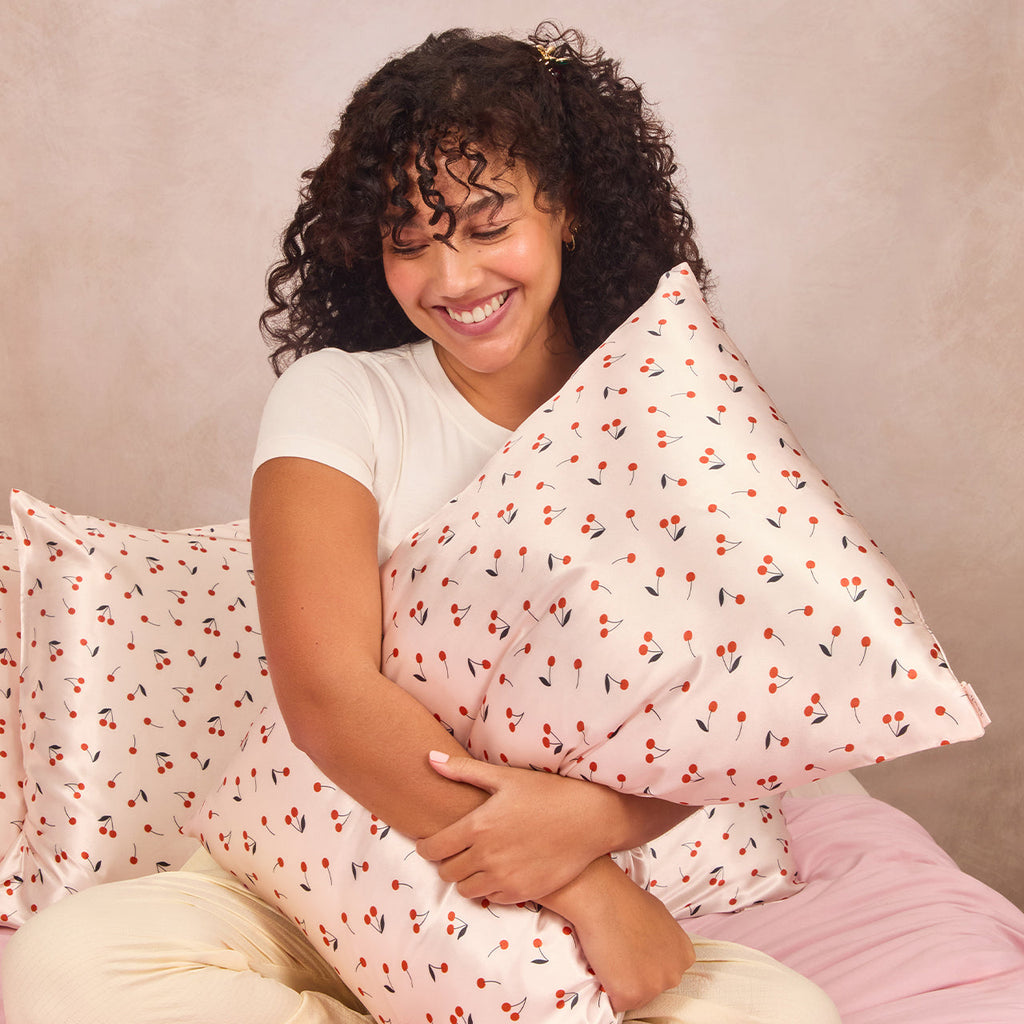 Satin Pillowcase in Cherry Print 2 Pack - King
