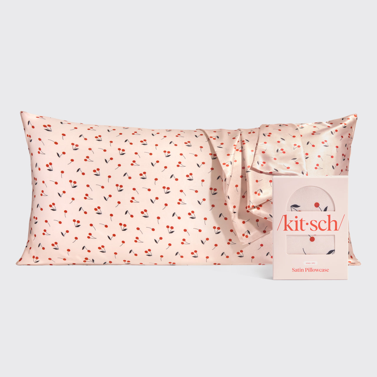 Satin Pillowcase in Cherry Print 2 Pack - King