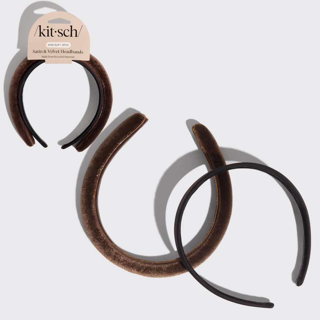 Black & Chocolate Satin & Velvet Headbands