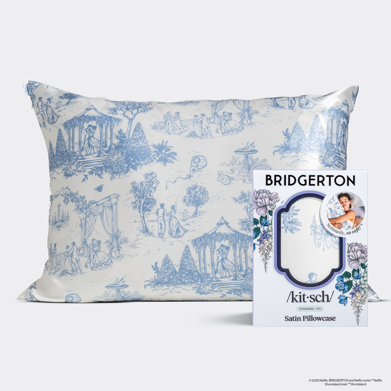 Bridgerton x Kitsch Satin Pillowcase in Garden Toile 4 Pack