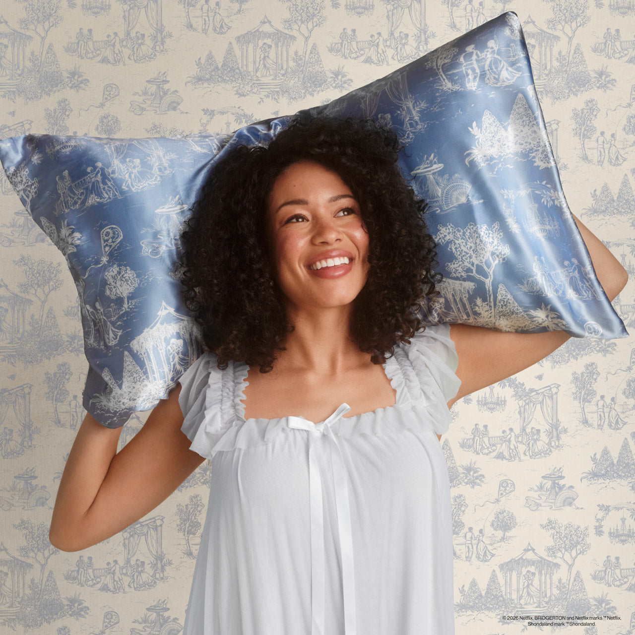 Bridgerton x Kitsch Satin Pillowcase in Garden Toile 4 Pack - King