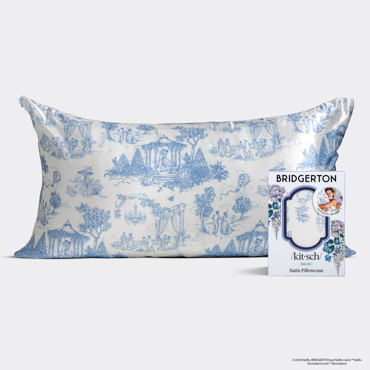 Bridgerton x Kitsch Satin Pillowcase in Garden Toile 4 Pack - King