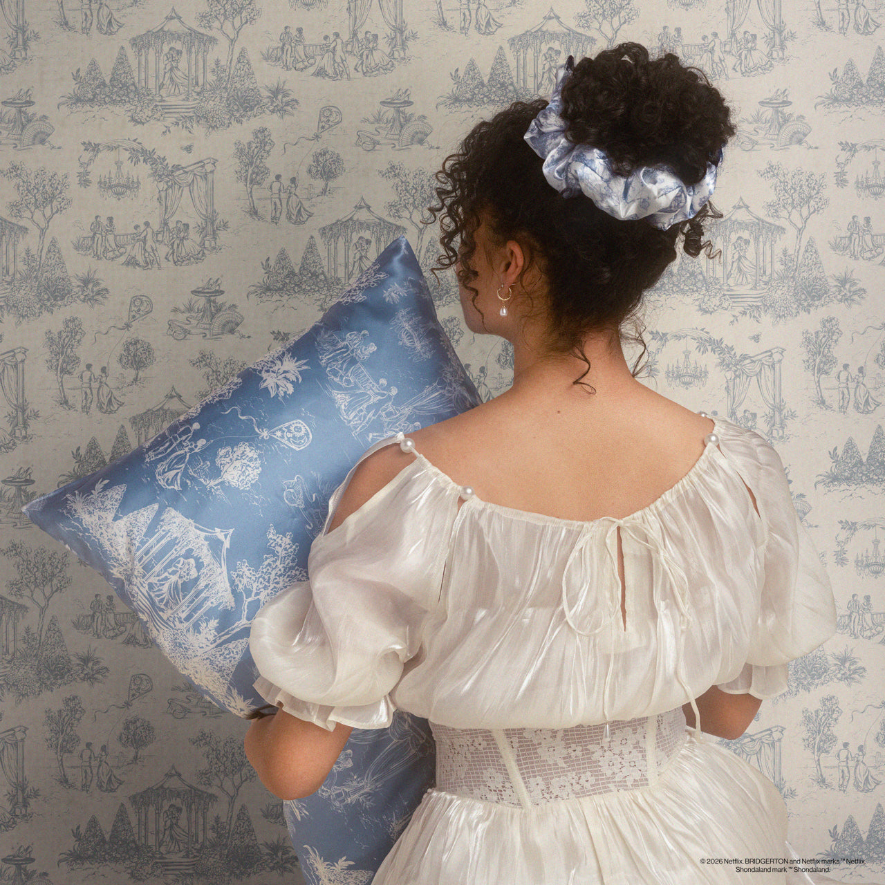Bridgerton x Kitsch Satin Pillowcase in Garden Toile 2 Pack - King