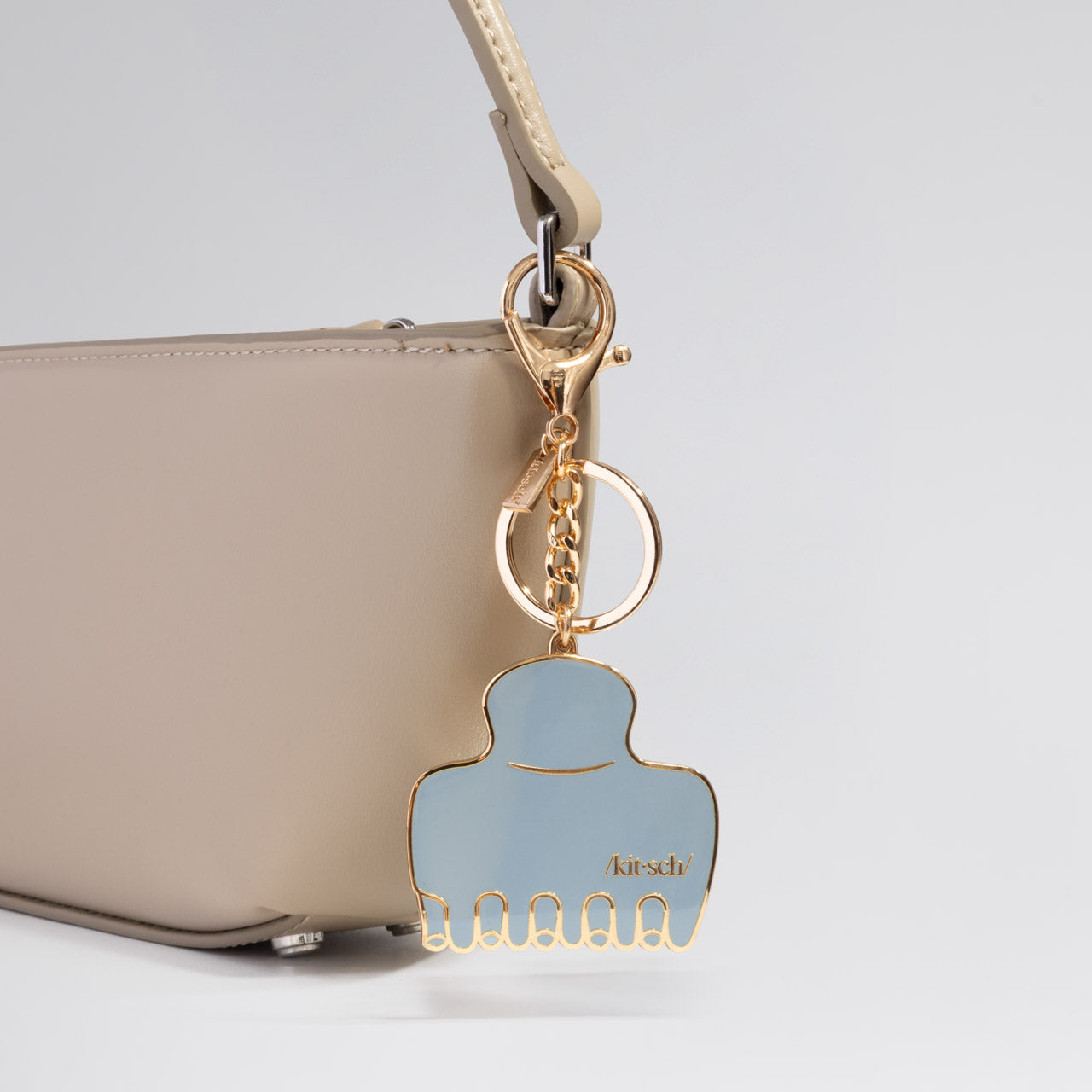 Haze Blue Cloud Clip Metal Enamel Keychain