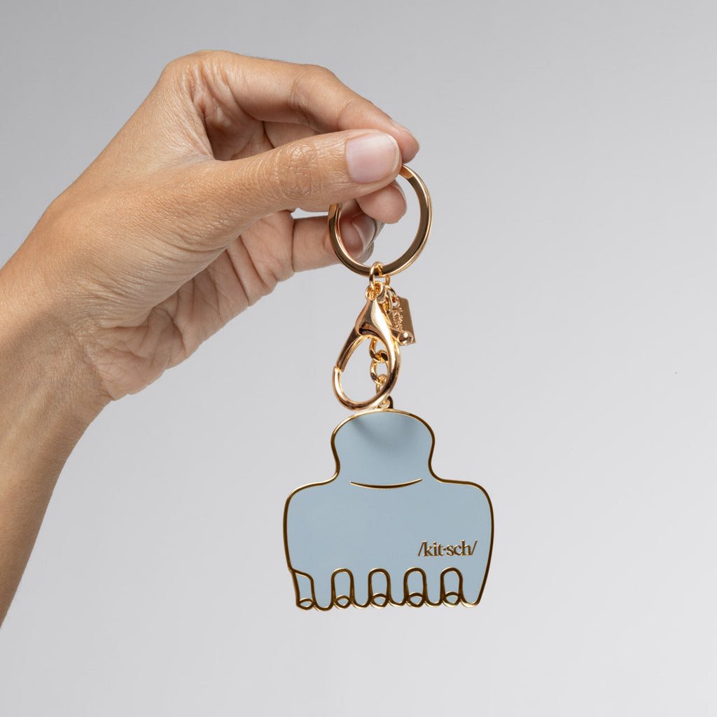 Haze Blue Cloud Clip Metal Enamel Keychain