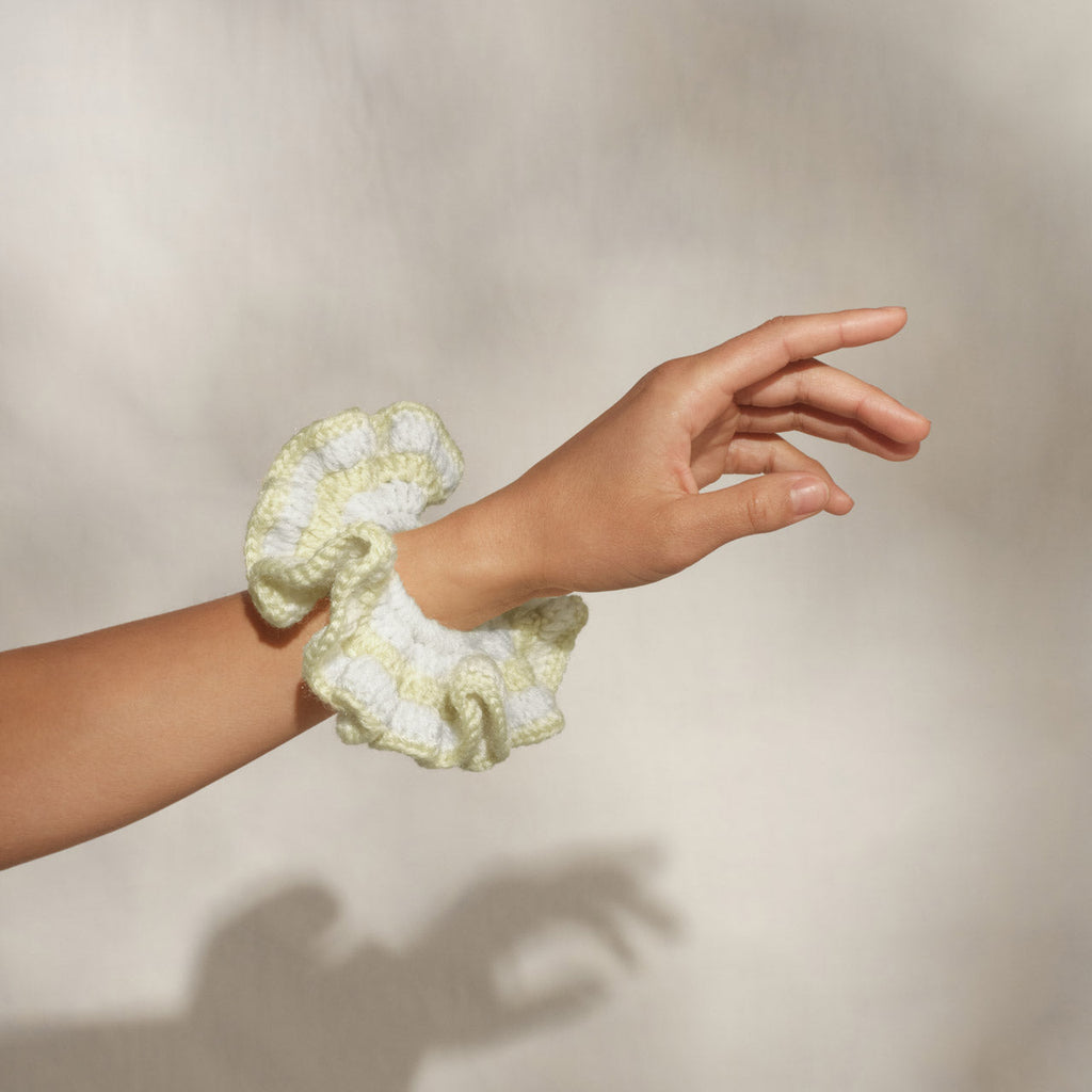 Butter Yellow Crochet Scrunchie