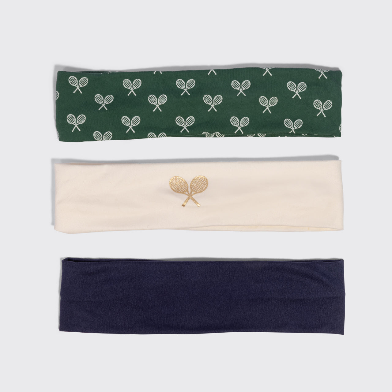 Cream, Court Green & Navy Blue Active Headbands 3pc Set