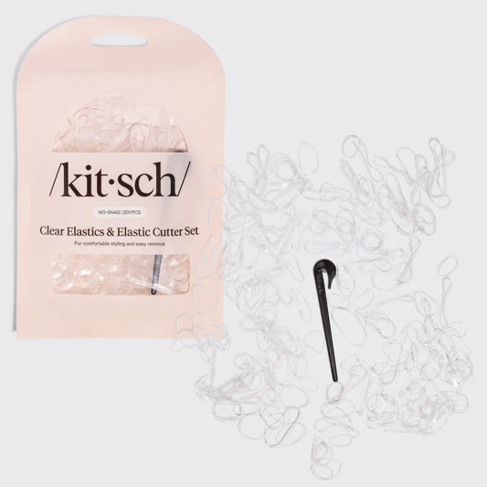 Clear & Black No-Snag Elastics 200pcs & Cutter Set