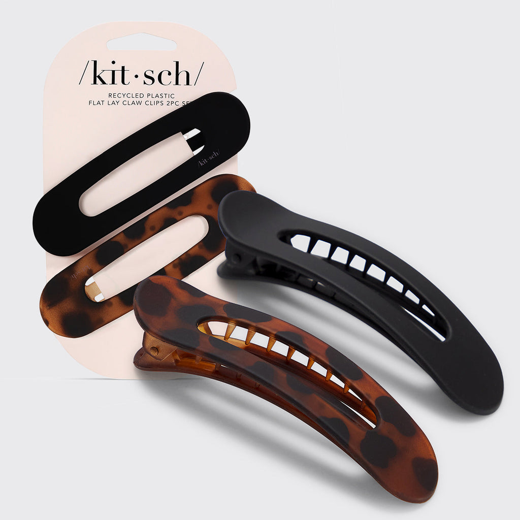 Black & Tort Flat Lay Claw Clips 2pc Set