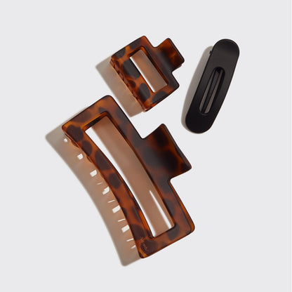 Assorted Rectangle Claw Clips 3pc Set