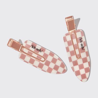 XL Terracotta Checker Creaseless Clips 2pc Set