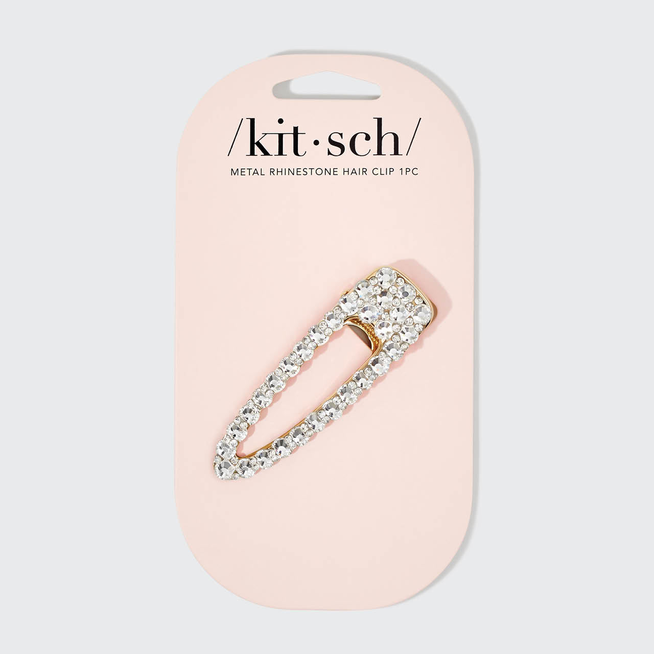 Metal Rhinestone Large Open Shape Hair Clip - Gold