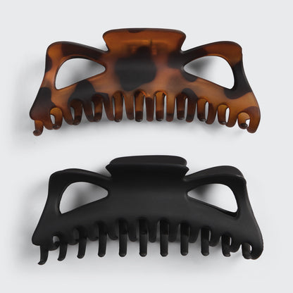 Black & Tort Classic Claw Clips 2pc Set - Jumbo