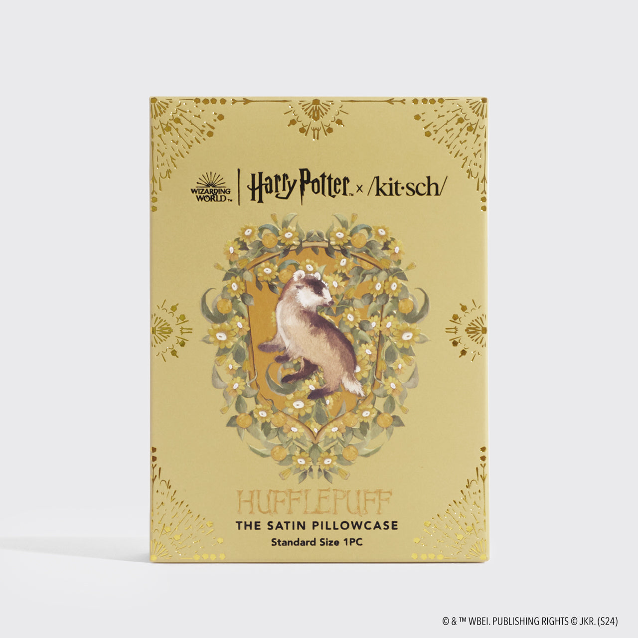 Kitsch x Harry Potter Satin Pillowcase in Hufflepuff 2 Pack