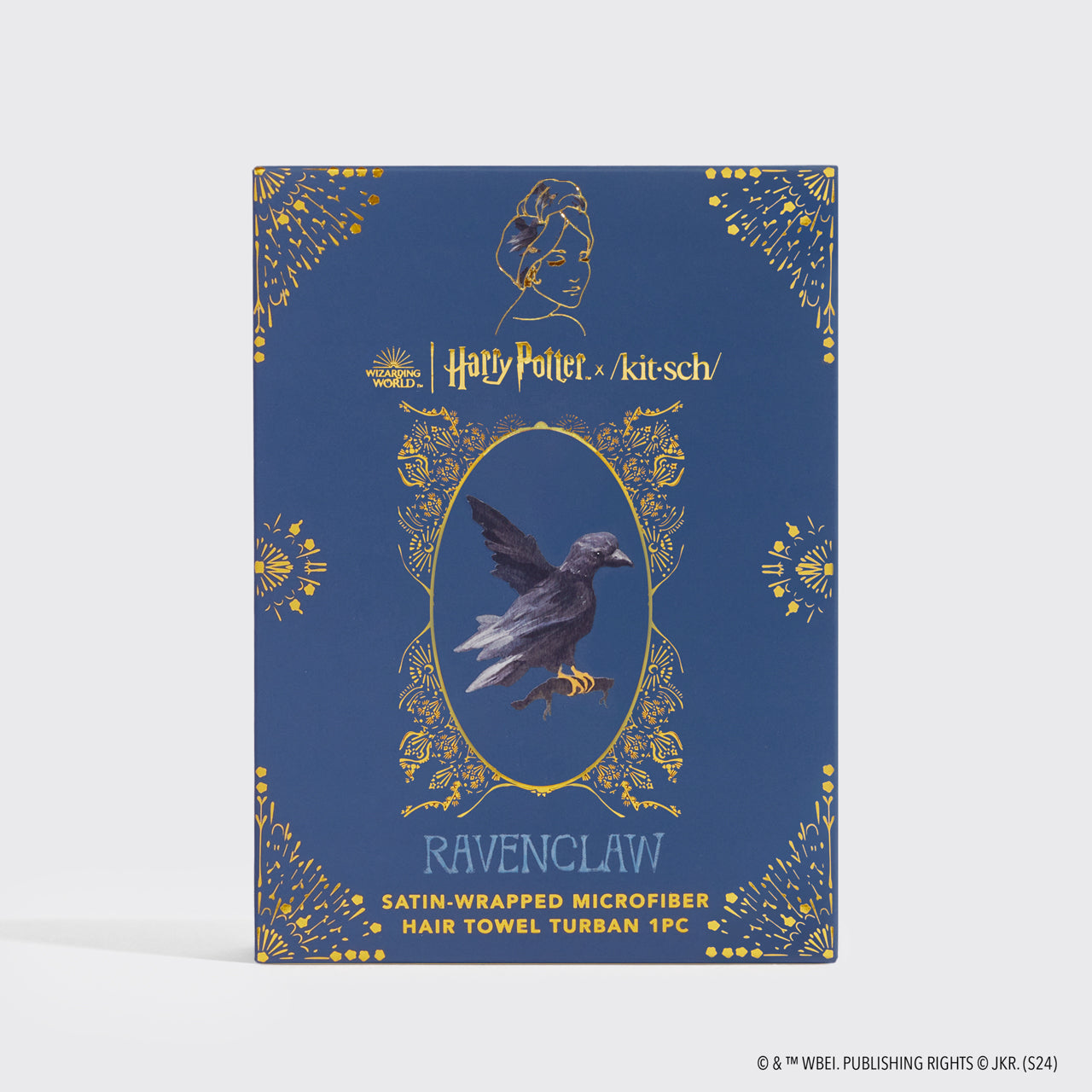 Kitsch x Harry Potter Satin Wrapped Hair Towel in Ravenclaw