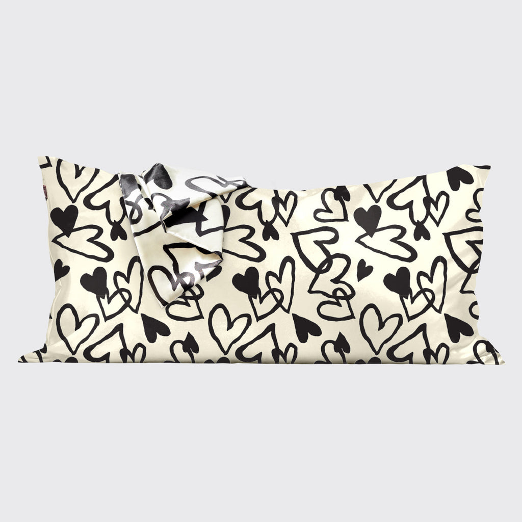 Satin Pillowcase in Heart Print - King