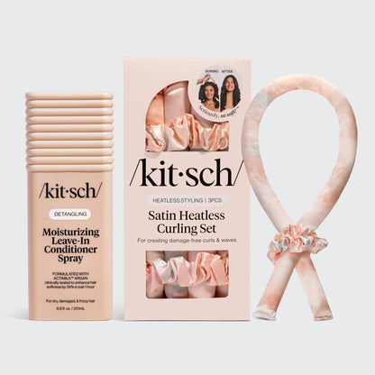 Satin Heatless Curling Set + Leave-In Conditioner Bundle