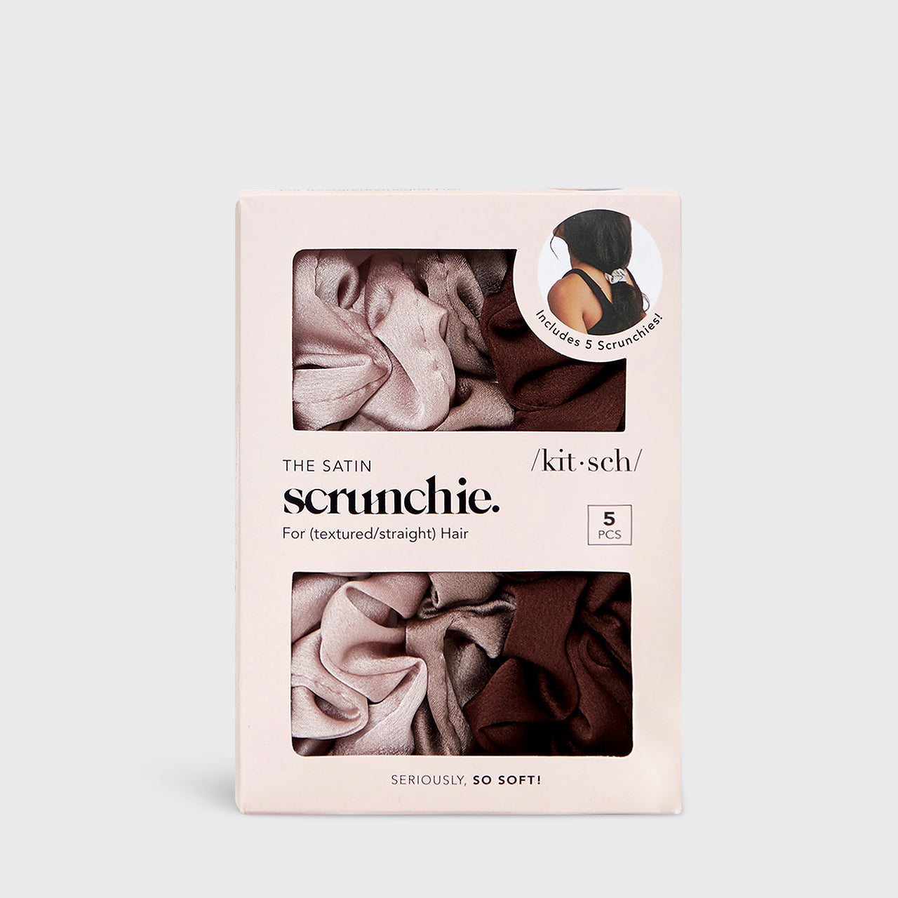 Cameo Satin Sleep Scrunchies 5pc Set