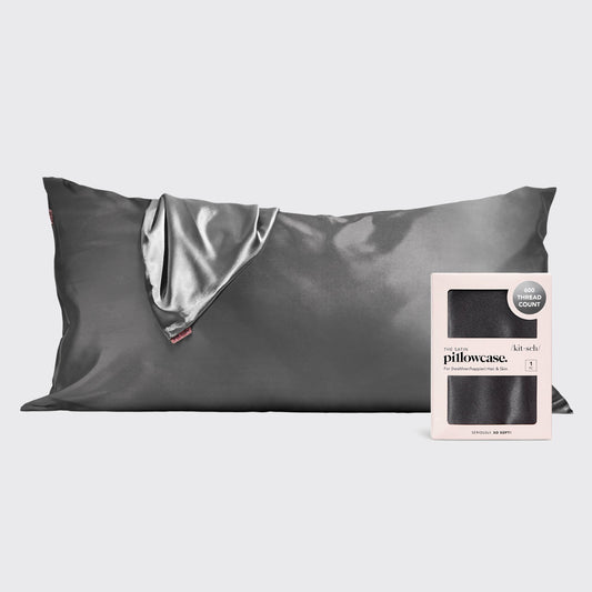 Satin Pillowcase in Charcoal 2 Pack - King