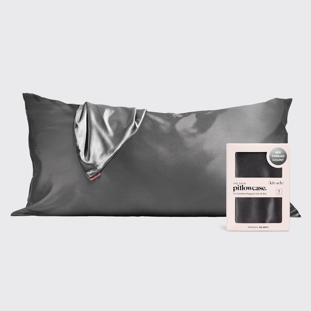 Satin Pillowcase in Charcoal 4 Pack - King