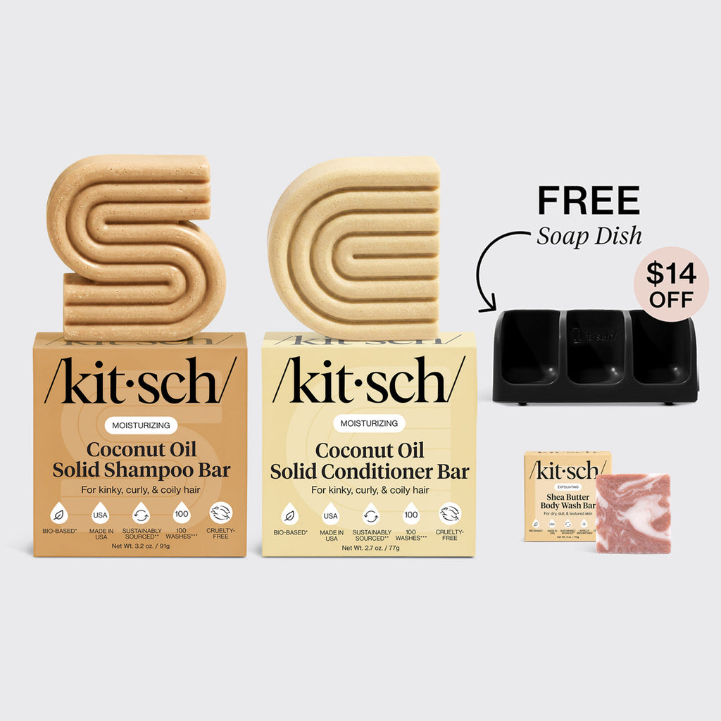 Moisturizing Coconut Oil Black Self Draining Soap Dish Bundle