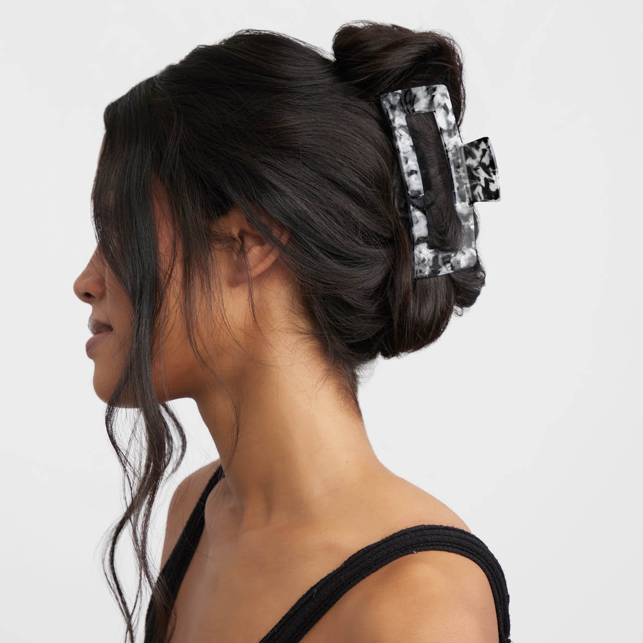 Black Marble Jumbo Claw Clip