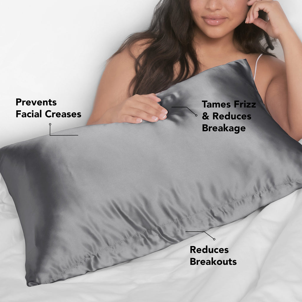 Satin Pillowcase in Charcoal 4 Pack - King