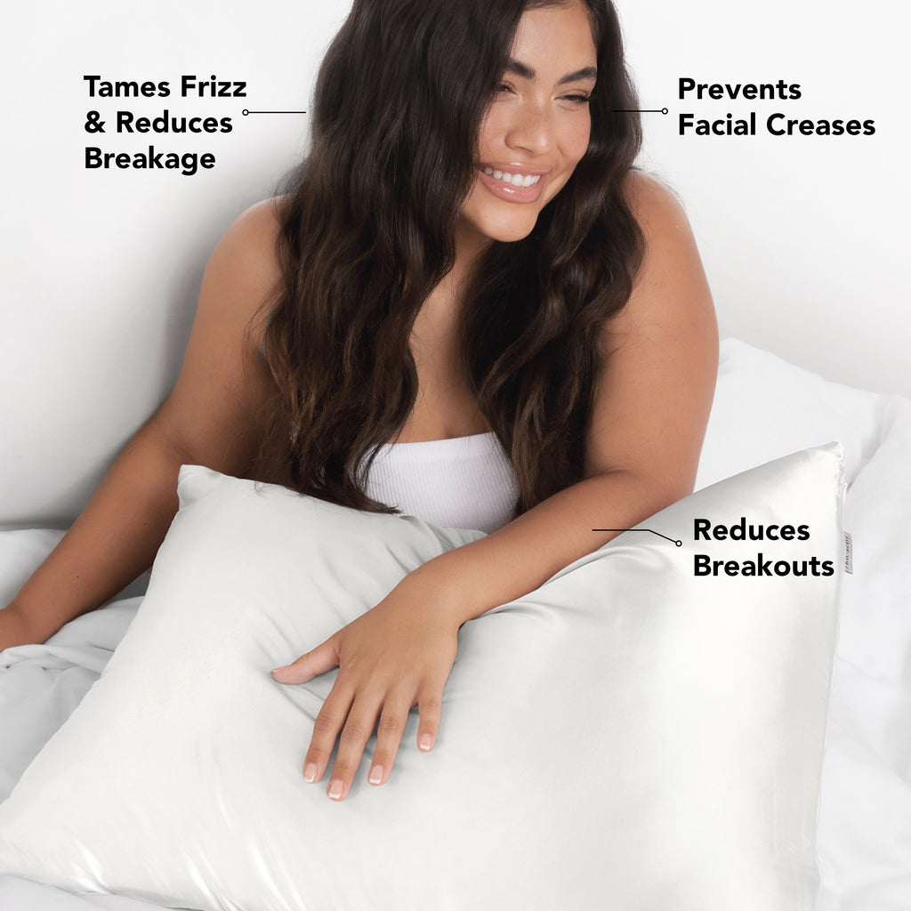 Satin Pillowcase in Ivory 4 Pack - King