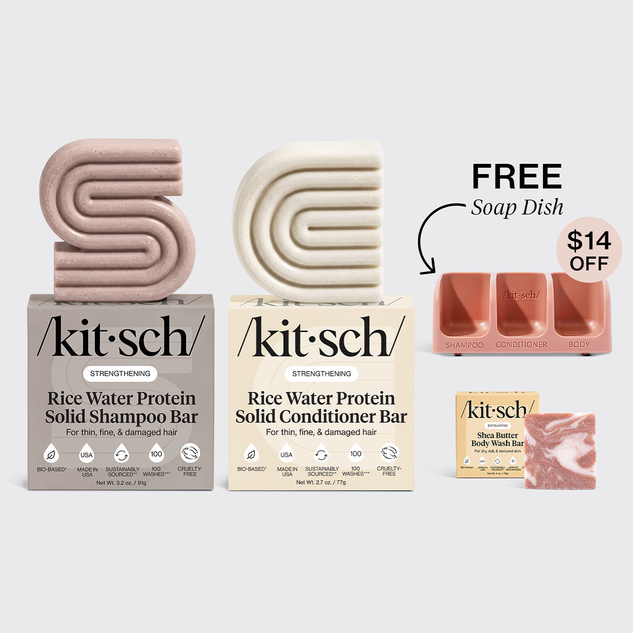 Strengthening Rice Water Trio & Terracotta Soap Dish Bundle