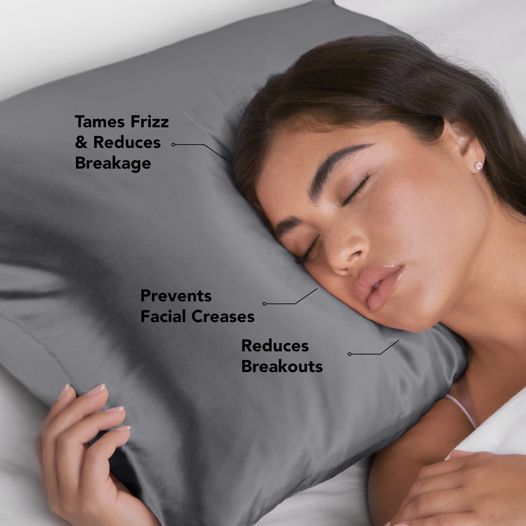 Satin Pillowcase in Charcoal 2 Pack